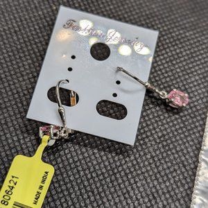 Platinum Bonded Pink Sapphire Earrings